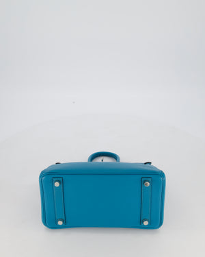 Hermès Birkin 25 Retourne Bag in Bleu Saint Cyr Chèvre Mysore Leather with Palladium Hardware