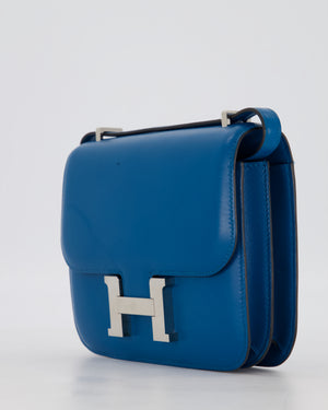 Hermès Mini Constance III 18 Bag in Bleu Izmir Tadelakt Leather with Palladium Hardware