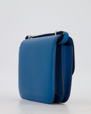 Hermès Mini Constance III 18 Bag in Bleu Izmir Tadelakt Leather with Palladium Hardware
