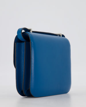 Hermès Mini Constance III 18 Bag in Bleu Izmir Tadelakt Leather with Palladium Hardware