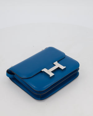 Hermès Mini Constance III 18 Bag in Bleu Izmir Tadelakt Leather with Palladium Hardware