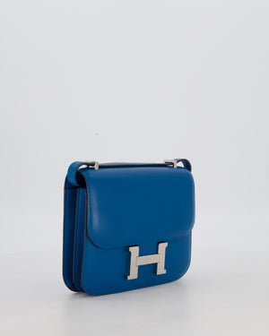 Hermès Mini Constance III 18 Bag in Bleu Izmir Tadelakt Leather with Palladium Hardware