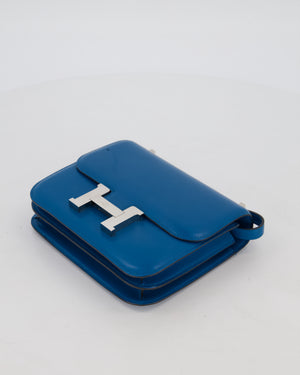 Hermès Mini Constance III 18 Bag in Bleu Izmir Tadelakt Leather with Palladium Hardware