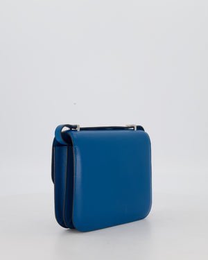 Hermès Mini Constance III 18 Bag in Bleu Izmir Tadelakt Leather with Palladium Hardware