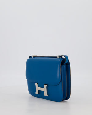 Hermès Mini Constance III 18 Bag in Bleu Izmir Tadelakt Leather with Palladium Hardware
