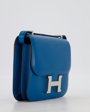 Hermès Mini Constance III 18 Bag in Bleu Izmir Tadelakt Leather with Palladium Hardware