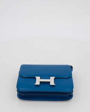 Hermès Mini Constance III 18 Bag in Bleu Izmir Tadelakt Leather with Palladium Hardware