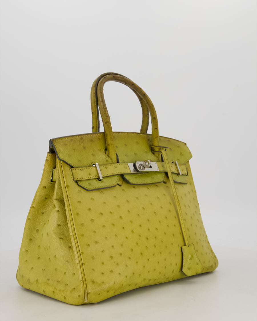 Hermès Birkin 30 Retourne Bag in Vert Anís Ostrich Leather with Palladium Hardware