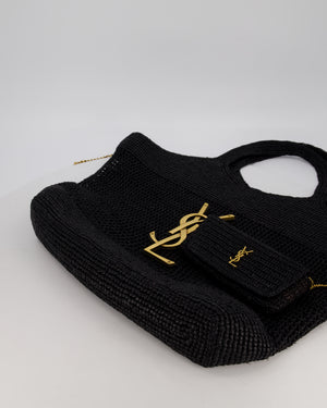 Saint Laurent Black Icare Maxi Raffia Tote With Gold Hardware