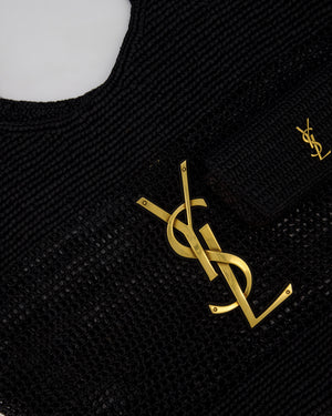 Saint Laurent Black Icare Maxi Raffia Tote With Gold Hardware