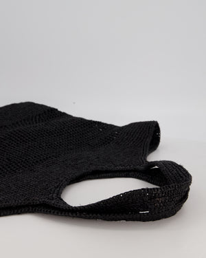 Saint Laurent Black Icare Maxi Raffia Tote With Gold Hardware