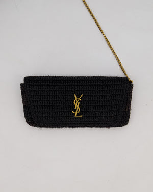 Saint Laurent Black Icare Maxi Raffia Tote With Gold Hardware