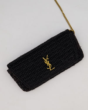 Saint Laurent Black Icare Maxi Raffia Tote With Gold Hardware