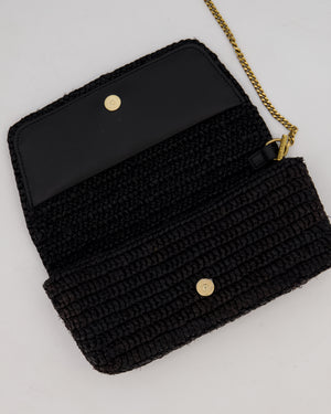 Saint Laurent Black Icare Maxi Raffia Tote With Gold Hardware