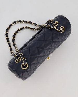 Chanel Navy Small Classic Double Flap Bag in Caviar Leather with Champagne Gold Hardware