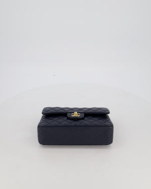 Chanel Navy Small Classic Double Flap Bag in Caviar Leather with Champagne Gold Hardware