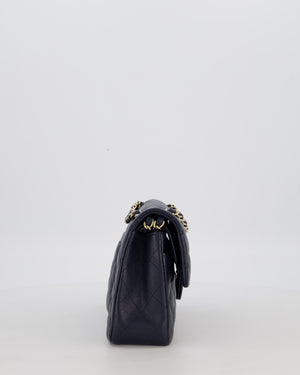 Chanel Navy Small Classic Double Flap Bag in Caviar Leather with Champagne Gold Hardware