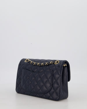 Chanel Navy Small Classic Double Flap Bag in Caviar Leather with Champagne Gold Hardware
