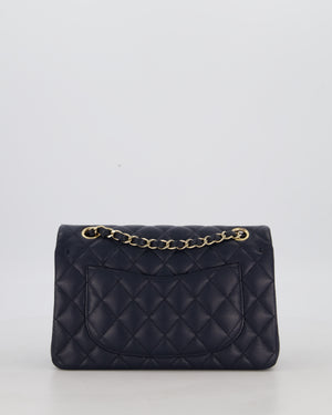 Chanel Navy Small Classic Double Flap Bag in Caviar Leather with Champagne Gold Hardware