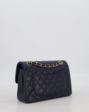 Chanel Navy Small Classic Double Flap Bag in Caviar Leather with Champagne Gold Hardware