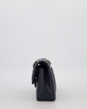 Chanel Navy Small Classic Double Flap Bag in Caviar Leather with Champagne Gold Hardware