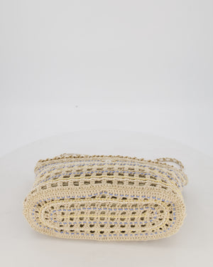 Chanel Small Cotton Crochet Cruise Tote Bag In Beige with Champagne Hardware