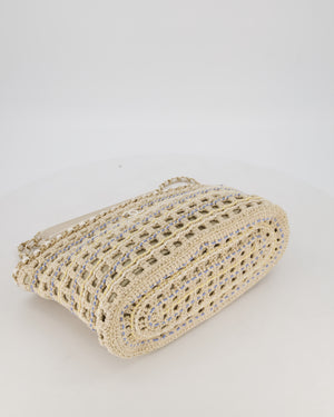 Chanel Small Cotton Crochet Cruise Tote Bag In Beige with Champagne Hardware
