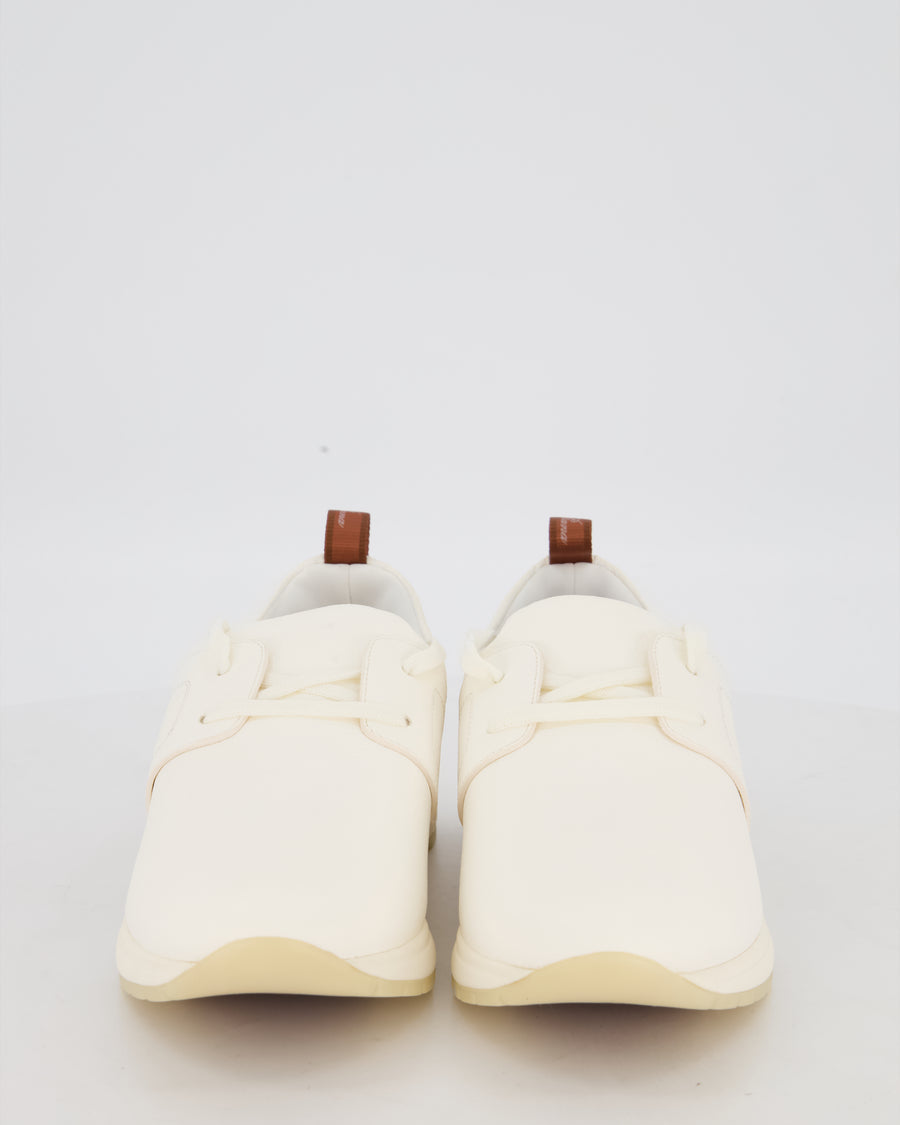 Loro Piana 360 Flexy Walk Sneaker in White Goatskin Leather Size EU 39