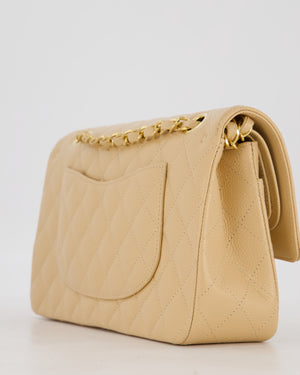 Chanel Medium Classic Double Flap Bag in Beige Clair Caviar Leather with Gold Hardware