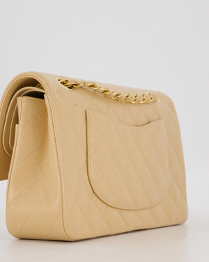 Chanel Medium Classic Double Flap Bag in Beige Clair Caviar Leather with Gold Hardware