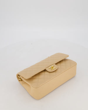 Chanel Medium Classic Double Flap Bag in Beige Clair Caviar Leather with Gold Hardware
