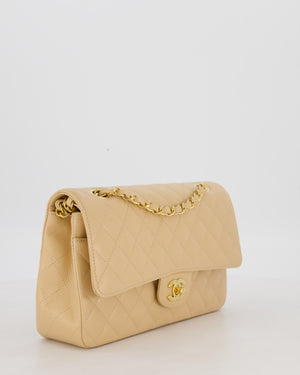Chanel Medium Classic Double Flap Bag in Beige Clair Caviar Leather with Gold Hardware