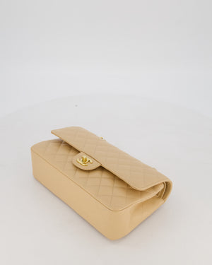 Chanel Medium Classic Double Flap Bag in Beige Clair Caviar Leather with Gold Hardware