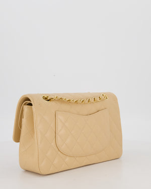 Chanel Medium Classic Double Flap Bag in Beige Clair Caviar Leather with Gold Hardware
