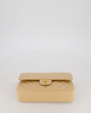 Chanel Medium Classic Double Flap Bag in Beige Clair Caviar Leather with Gold Hardware