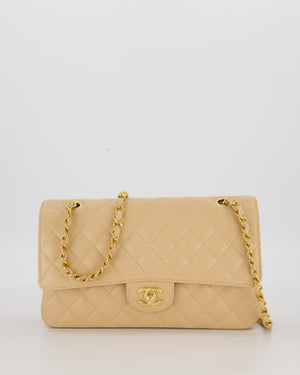 Chanel Medium Classic Double Flap Bag in Beige Clair Caviar Leather with Gold Hardware