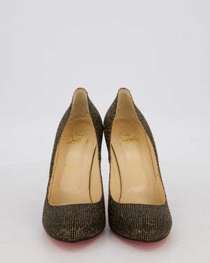 Christian Louboutin Black and Gold Glitter Fifi Heels Size EU 40.5