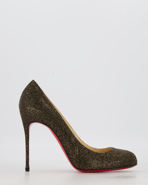 Christian Louboutin Black and Gold Glitter Fifi Heels Size EU 40.5