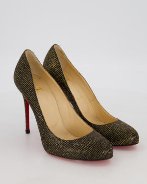 Christian Louboutin Black and Gold Glitter Fifi Heels Size EU 40.5