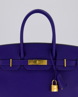 Hermès Birkin 30 Retourne Bag in Bleu Electrique Epsom Leather with Gold Hardware