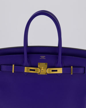 Hermès Birkin 30 Retourne Bag in Bleu Electrique Epsom Leather with Gold Hardware