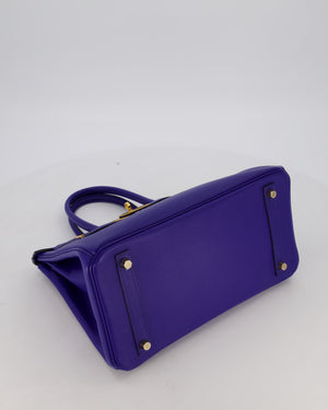 Hermès Birkin 30 Retourne Bag in Bleu Electrique Epsom Leather with Gold Hardware