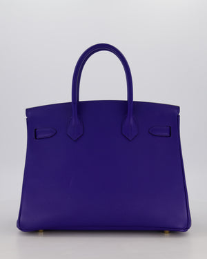 Hermès Birkin 30 Retourne Bag in Bleu Electrique Epsom Leather with Gold Hardware