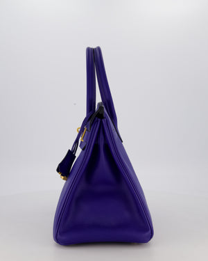 Hermès Birkin 30 Retourne Bag in Bleu Electrique Epsom Leather with Gold Hardware