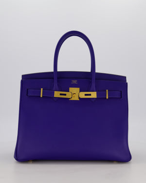 Hermès Birkin 30 Retourne Bag in Bleu Electrique Epsom Leather with Gold Hardware