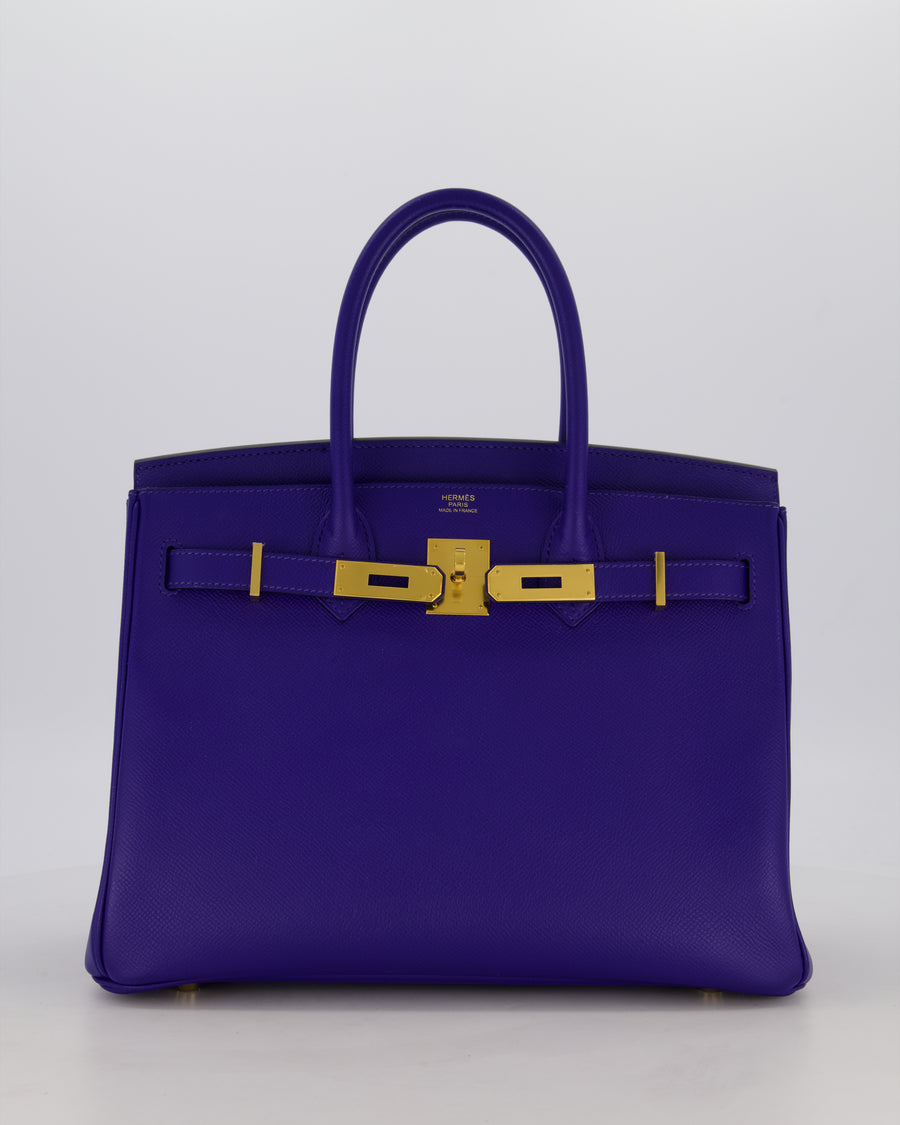 Hermès Birkin 30 Retourne Bag in Bleu Electrique Epsom Leather with Gold Hardware