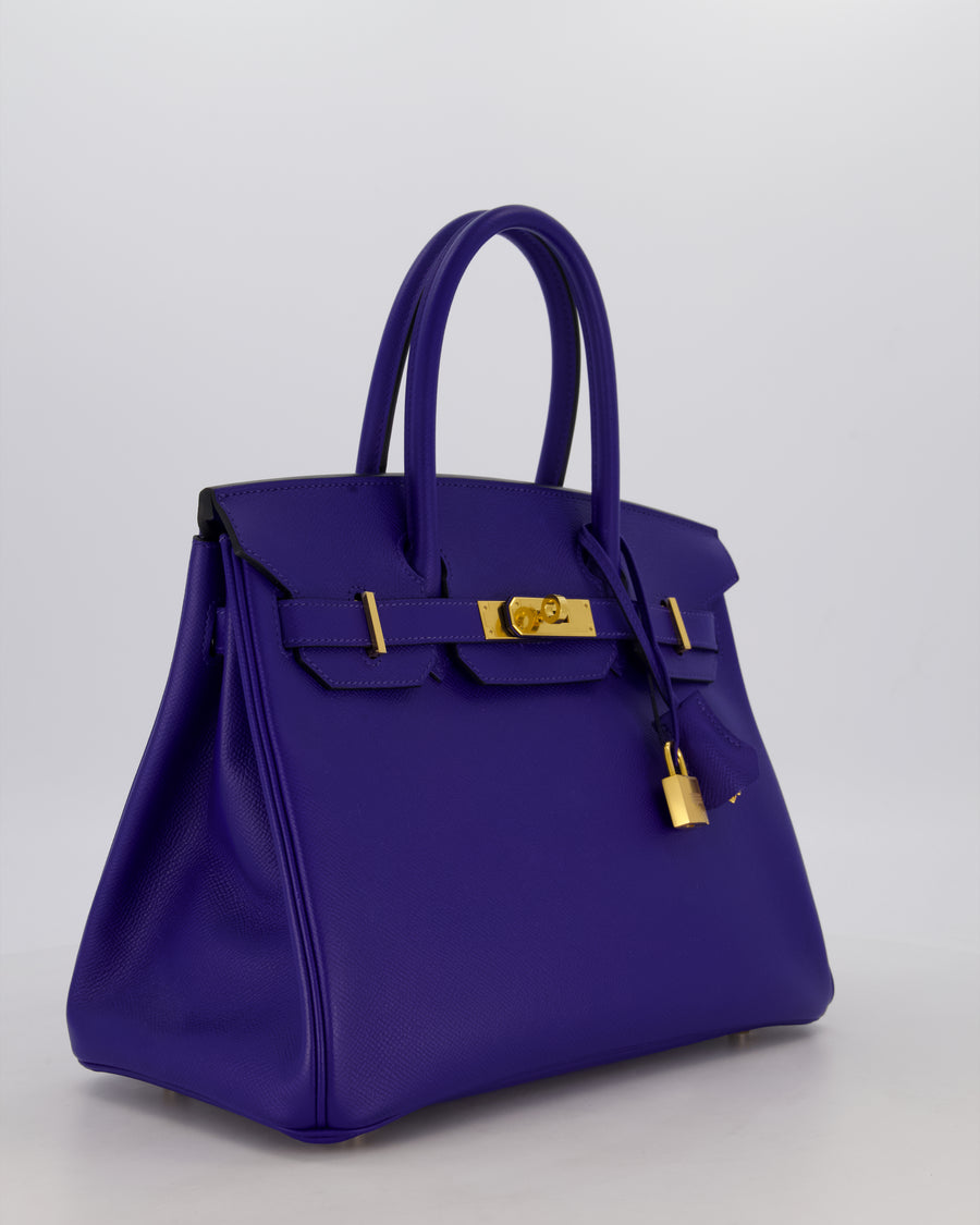 Hermès Birkin 30 Retourne Bag in Bleu Electrique Epsom Leather with Gold Hardware