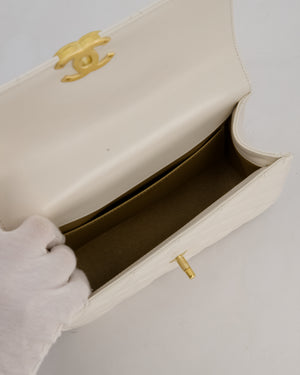 Chanel 21/A White Small Quilted Flap Bag with CC Logo Chain Detail