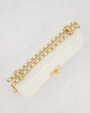 Chanel 21/A White Small Quilted Flap Bag with CC Logo Chain Detail