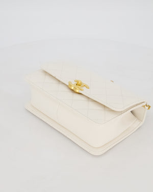 Chanel 21/A White Small Quilted Flap Bag with CC Logo Chain Detail